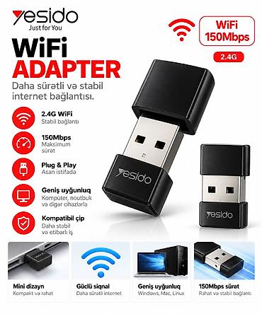 wan modem: Yesido USB WiFi Adapter – 2.4G, 150Mbps Xüsusiyyətlər: - 2.4G WiFi — 1