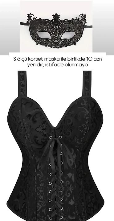 Qara rəngli S ölçü korset və uyğun maska seti. - Korset lalafo.az -da Qara rəngli S ölçü korset və uyğun maska seti. - Korset