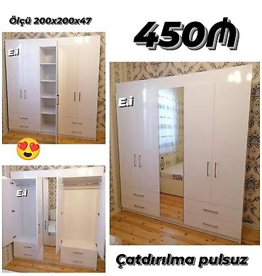 balaca şkaf: Yeni, 5 qapı, Güzgülü, Ağ, Açılan, Düz dolab — 1