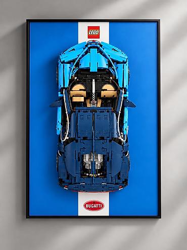 bugatti: Bugatti Chiron — конструктор 4031 деталь + картина 80×50 см — 2