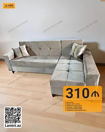 Künc divan – La Mini - Ölçülər: 240 × 150 sm - Mexanizm: Açılan