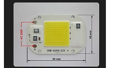 box: COB LED čip 20W, 220V – hladno bela svetlost Specifikacije: - Tip — 1