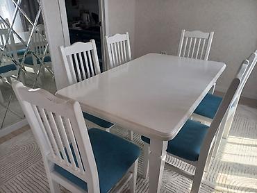 silver kitchen: Кухонный стол и стул, Б/у, Самовывоз, цвет - Белый — 1