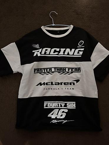 Racing temalı qara-ağ unisex T‑şört - Ön dizayn: “RACING”, “Faster lalafo.az -da Racing temalı qara-ağ unisex T‑şört - Ön dizayn: “RACING”, “Faster