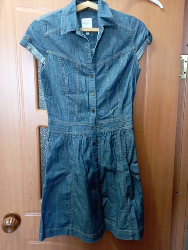 джинсовое платье с пуговицами впереди: Повседневное платье, Лето, Короткая модель, Джинс, S (EU 36), XL (EU 42)