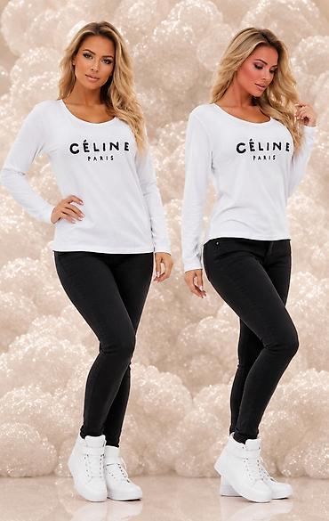 terranova helanke: Ženska majica sa dugim rukavima – CÉLINE PARIS - Boja: bela - Print — 3