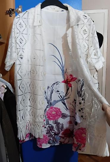 aksa: Ženska letnja kombinacija – bluza bez rukava + heklani kardigan - — 7