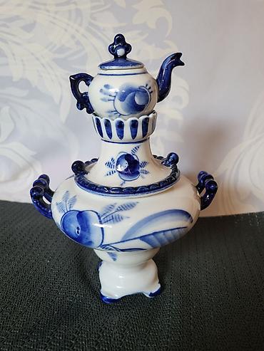 Figure: Kompletan ukrasni samovar Gzhel USSR iz 70ih.godina. Originalni ruski — 9