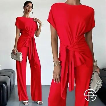karol basic: Elegantni ženski komplet – top + pantalone sa visokim strukom - Kroj — 2
