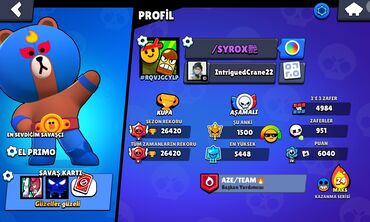 en ucuz oyun konsolları: Brawl Stars oyununda 26420 kuboklu hesab təklif olunur. Hesabda El