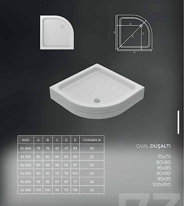 OVAL DUŞALTI – künc tipli duş qabı Ölçülər: - 75x75 (Kod: KL 600) – lalafo.az -da OVAL DUŞALTI – künc tipli duş qabı Ölçülər: - 75x75 (Kod: KL 600) –