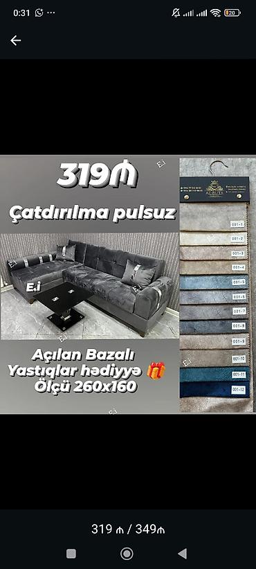 - Künc divan dəsti - Ölçü: 260 x 160 sm - Açılan, bazalı model – yataq lalafo.az -da - Künc divan dəsti - Ölçü: 260 x 160 sm - Açılan, bazalı model – yataq