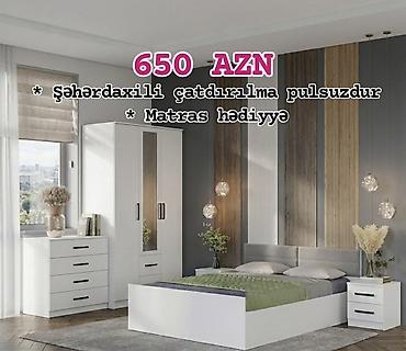 Yataq otağı dəsti - Komplekt: iki qapılı şkaf (güzgülü orta hissə), 4