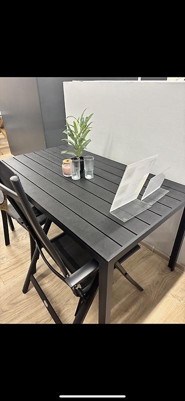 komputer setup: Minimalist iş/nahar masası – qara rəng - Material: metal karkas, üst — 1