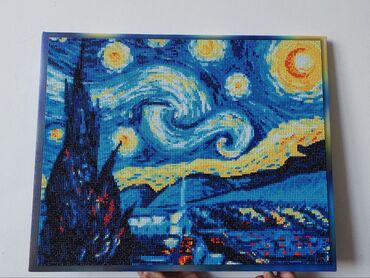 картина из страз: Алмазная картина "Звёздная ночь" Винсент Ван Гог, размер 40×50см на