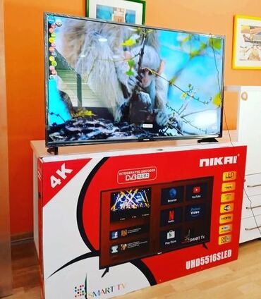 televizor smart tv: Yeni Televizor Nikai 55" 4K (3840x2160), Ödənişli çatdırılma