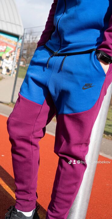 брюки на резинке мужские в Кыргызстан | Брюки: Брюки, S (EU 36), M (EU 38), L (EU 40), цвет - Голубой, Nike