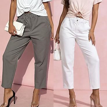 Pantalone: ✅Ženske ravne pantalone sa elastičnim pojasom - Kroj: ravne nogavice — 2