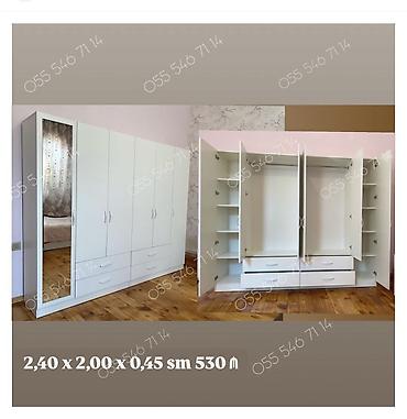 Ağ rəngli çoxfunksiyalı paltar şkafı - Ölçülər: 2,40 x 2,00 x 0,45 m