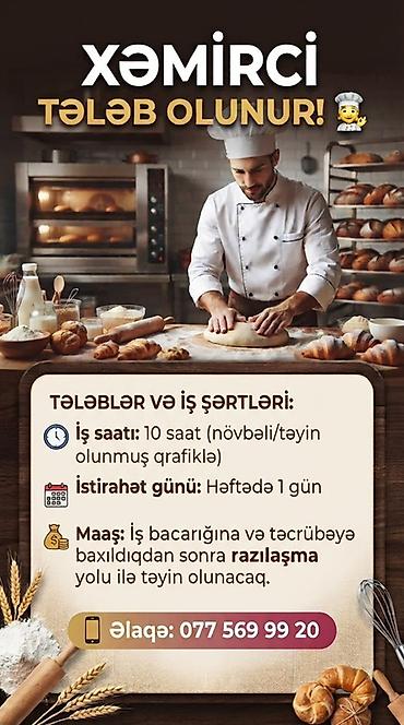 Aşpaz tələb olunur, Xəmirçi lalafo.az -da Aşpaz tələb olunur, Xəmirçi