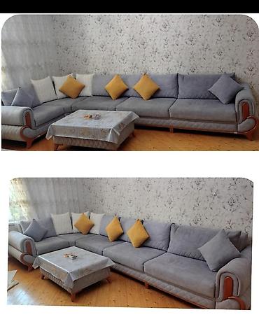 şaxta baba: Künc divan dəsti - Dizayn: L‑şəkilli künc divan, yumşaq xətlər və — 1
