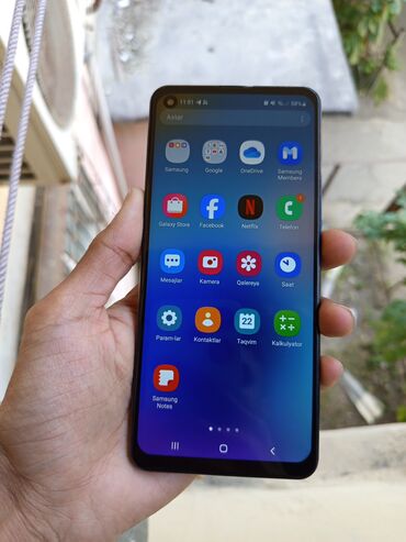 samsung t400: Samsung Galaxy A21S, 32 GB, rəng - Göy, Barmaq izi, Face ID