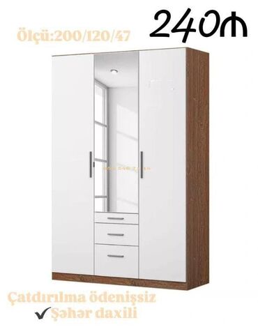 Dolablar: Yeni, 3 qapılı Düz dolab, Qarderob, paltar dolabı lalafo.az -da Dolablar: Yeni, 3 qapılı Düz dolab, Qarderob, paltar dolabı