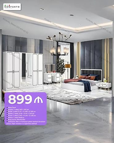 Yataq Dəsti – Modern dizayn, ağ rəngdə minimalist xəttlər