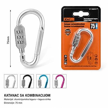 KMT mala kombinovana brava za ključeve – karabiner katanac sa šifrom