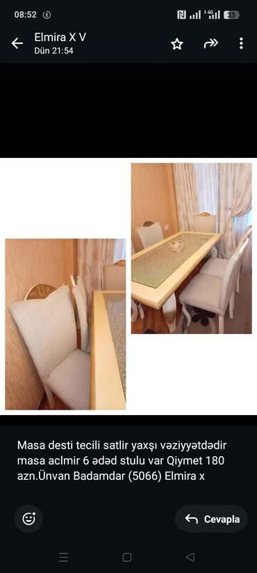 писменный стол: Masa desti tecili satlir yaxşı vəziyyətdədir masa aclmir 6 ədəd stulu