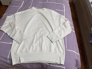 kişi plaşları: Ağ rəngli uniseks sweatshirt - Rəng: saf ağ - Model: klassik, kruq — 1