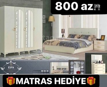 Yataq otağı dəstləri: İkinəfərlik çarpayı, Dolab, Termo, 2 tumba, Azərbaycan, Yeni — 3