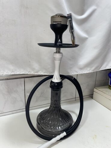 Qəlyan, vayp və aksesuarları: Şüşə diblikli nərgilə dəsti - Elegant, oyma naxışlı tünd rəngli şüşə