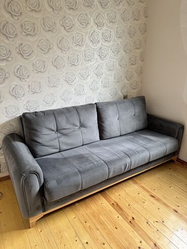 мебель в стиле лофт: Диван-кровать, Б/у, Раскладной, С подъемным механизмом, Велюровая ткань, Нет доставки
