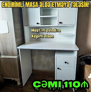 yazı masa: Düz masa, Stulsuz, Polkalı, Siyirməli, Azərbaycan, Sadə laminat — 1