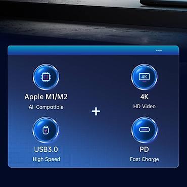 4 luk kabel: DS ORICO-PW11-5P-SV-EP 5-in-1 USB 3.0,2x USB2.0, PD 60 W,HDMI 4K/30Hz — 7