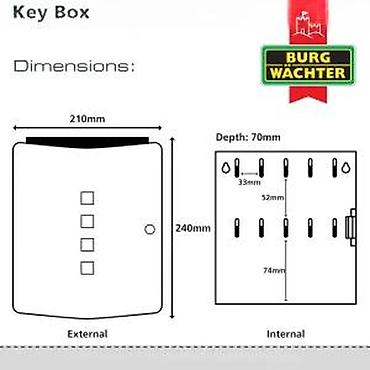 Kutije za odlaganje: Burg Wächter Key Box Quad – zidna kutija za ključeve - Moderan front — 14
