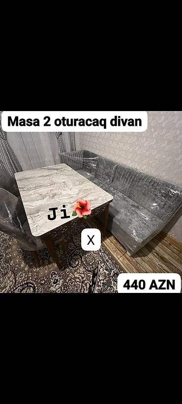 Mətbəx/dinləmə guşəsi üçün dəst: masa + 2 oturacaq divan - Masa