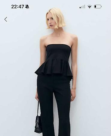 Dəstlər, kostyumlar: Qadınlar üçün qara strapless top və şalvar kombini - Üst: Strapless — 1