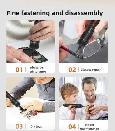 Шуруповерты: Беспроводной шуруповерт отвертка, биты, Tps разъем Батарейка менен — 2