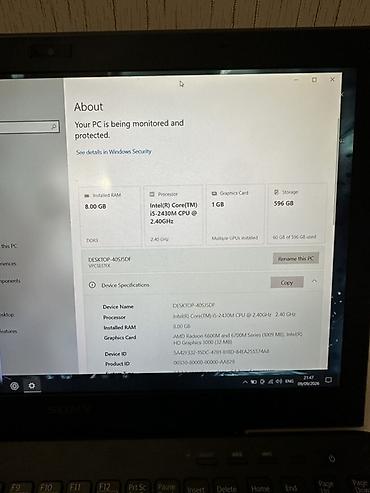Sony: Sony VAIO noutbuk İ5 8 ram 500 gb hdd(sağlamlığı 100% Windows 10 pro — 7
