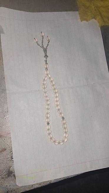ara: Ağ rəngli təsbeh - Material: donuq/yarı şəffaf muncuqlardan yığılmış — 1