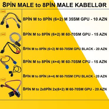 stul ustu kamputerler: Kabel "8pin Male for Modular PSU" ⭐8pin Male to 6+2pin Male GPU 35sm –