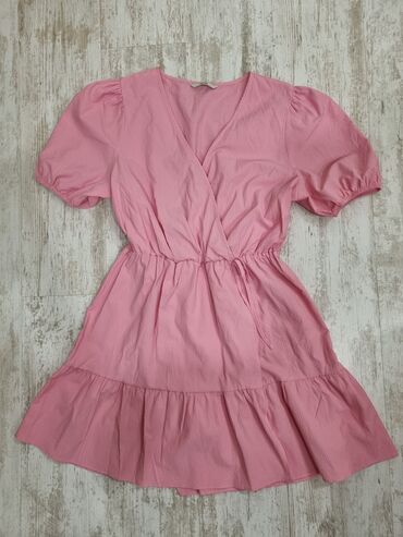haljinice za leto: M (EU 38), L (EU 40), bоја - Roze, Drugi stil, Kratkih rukava