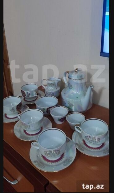 ev əşyalarının satışı: Çay dəsti, rəng - Bej