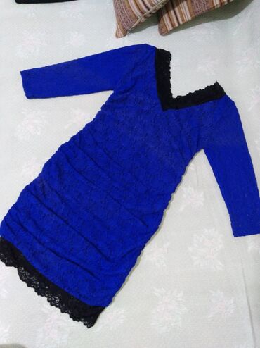 голубое платья: Повседневное платье, Made in KG, Осень-весна, Короткая модель, S (EU 36)