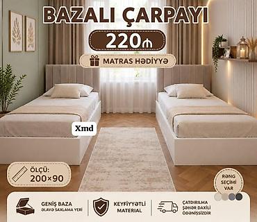 oksigen balonu icarə: Bazalı çarpayı – ölçü: 200×90 sm - Geniş baza: əlavə saxlama yeri ilə — 1