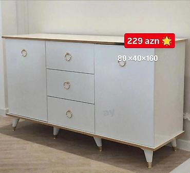комод: Ağ rəngli, minimalist dizaynlı komod/bufet - Ölçülər: 80 × 40 × 160 sm — 1