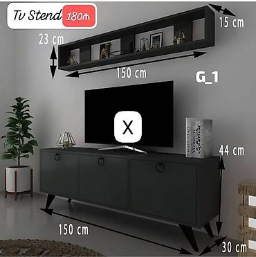 mebel ustu: TV stend dəsti – müasir minimal dizayn, mat qara rəng. Ölçülər: - — 1
