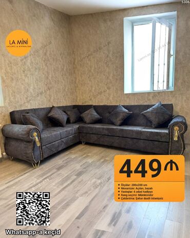 Divanlar: Künc divan, Açılan, Bazalı, Şəhərdaxili pulsuz çatdırılma